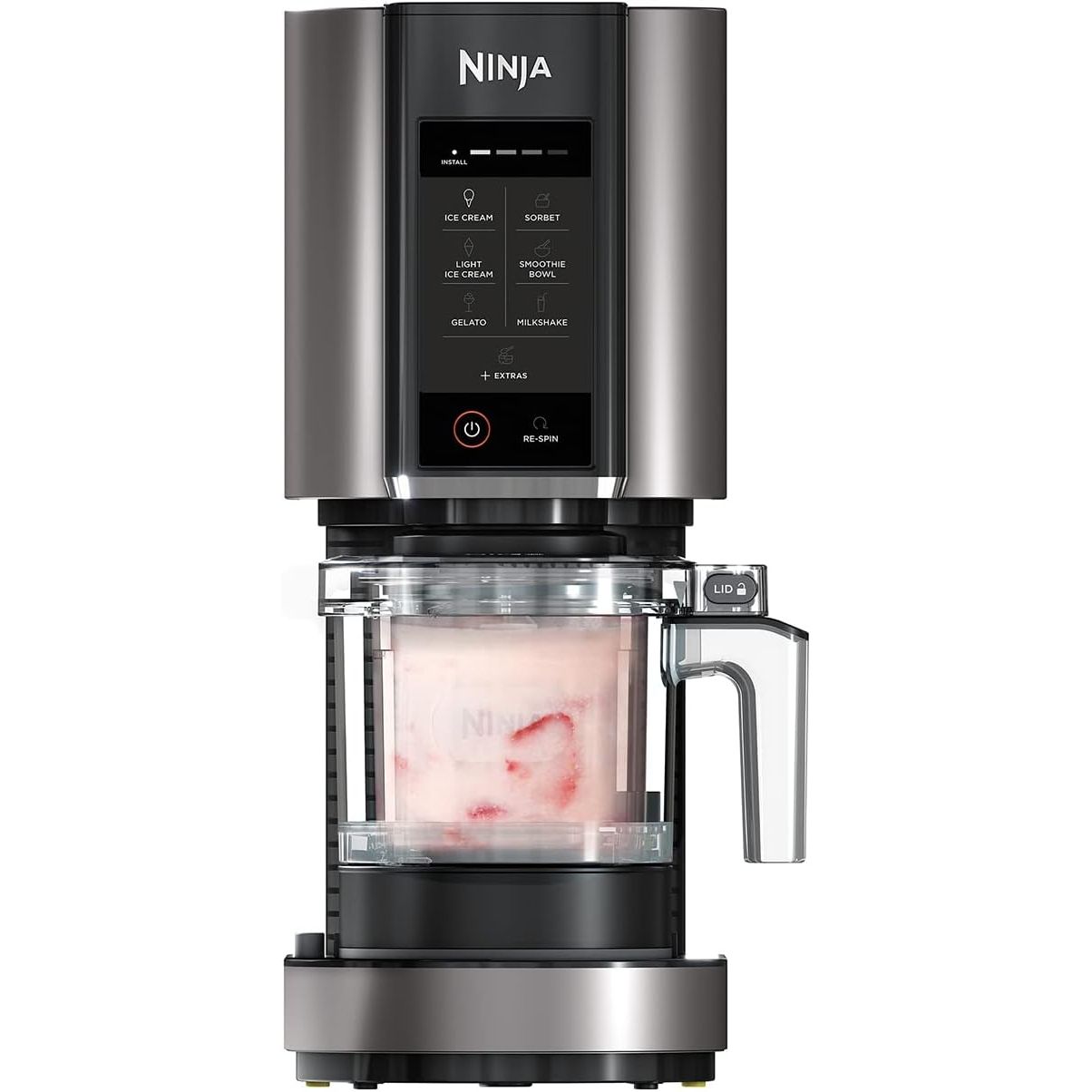 Ninja CREAMi Ice Cream Maker & Dessert Machine with 3 Containers, 7 Programmes, Making Ice Cream, Gelato, Sorbet, Smoothie Bowls, Milkshakes and More, Black/Silver, 1.4 L Ice Cream Capacity, NC300EU