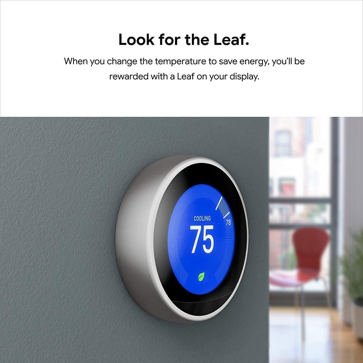 Nest Google T3007Es Learning Thermostat, 3Rd Gen, Smart Stainless Steel, Works With Alexa