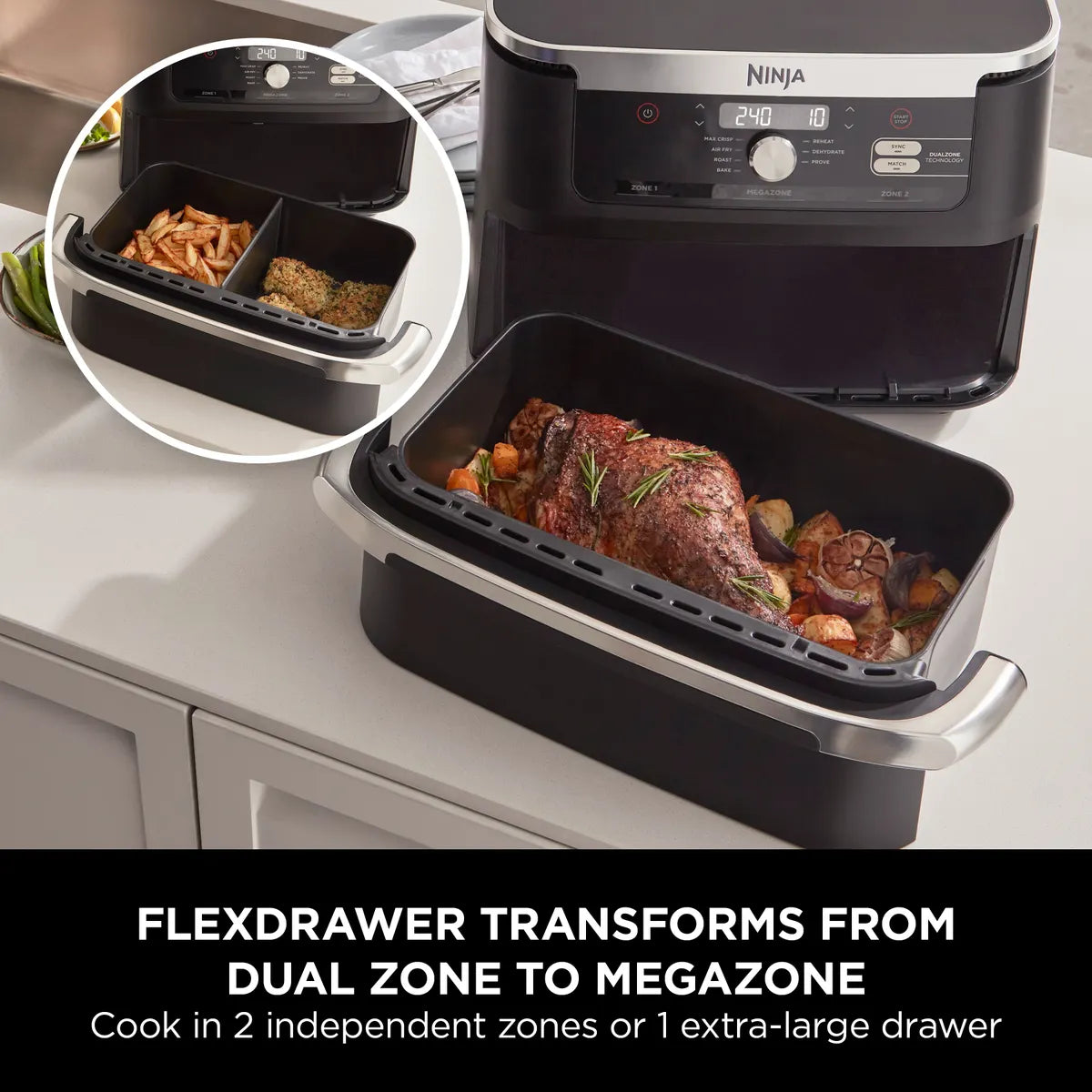 Ninja Foodi FlexDrawer MegaZone Air Fryer 10.4L AF500EU