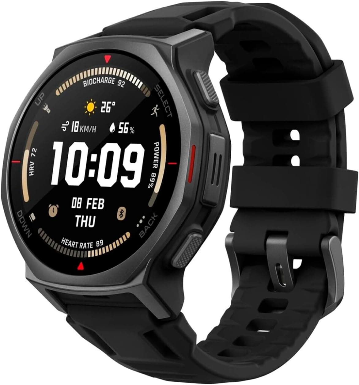 Amazfit T-Rex 3 Pro Outdoor Smartwatch Tactical Black 44mm Sapphire AMOLED Display, Built-in Torch, Titanium Bezel, Dual-Band GPS, Offline Maps, Up to 17 Days Runtime, 10 ATM, 180+ Sports Modes