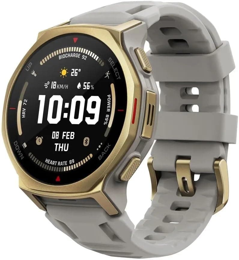 Amazfit T-Rex 3 Pro Outdoor Smartwatch Arctic Gold 44mm Sapphire AMOLED Display, Built-in Torch, Titanium Bezel, Dual-Band GPS, Offline Maps, Up to 17 Days Runtime, 10 ATM, 180+ Sports Modes