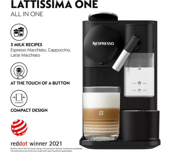 Nespresso by De’Longhi Lattissima One Pod EN510.BK | Single-Serve Coffee Machine