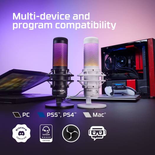 HyperX QuadCast S – White RGB Microphone