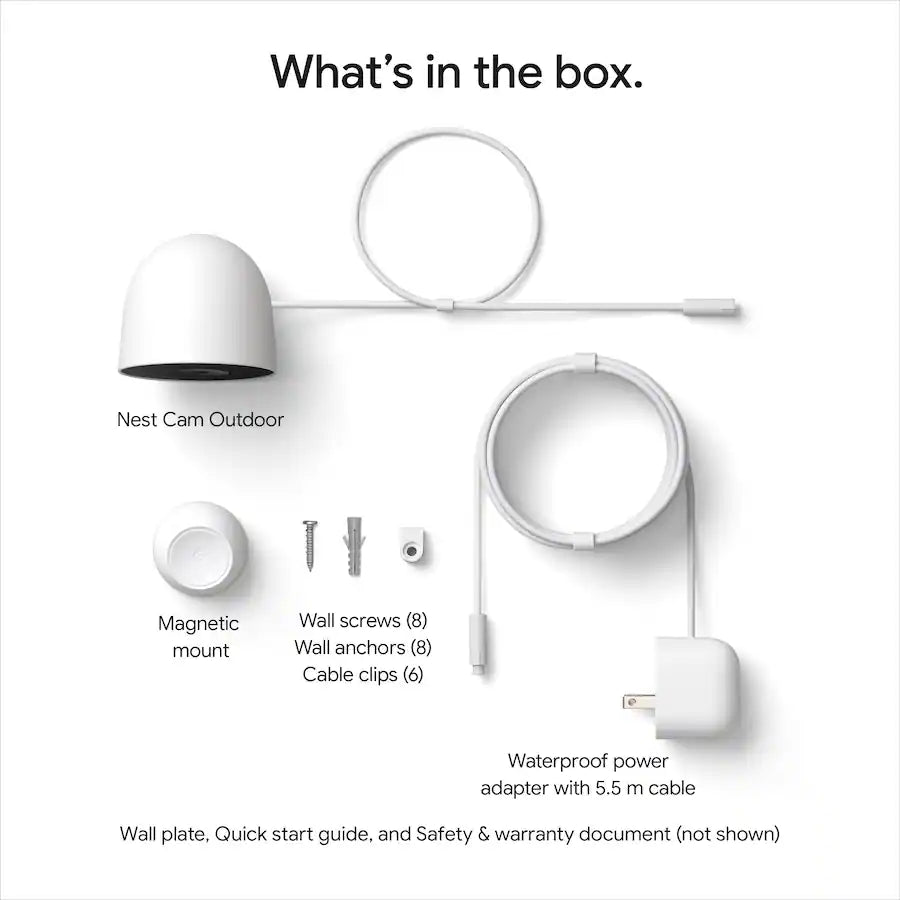 Google Nest Cam Outdoor Wired (2nd Gen) – Snow – GA09963-US (1-Pack)