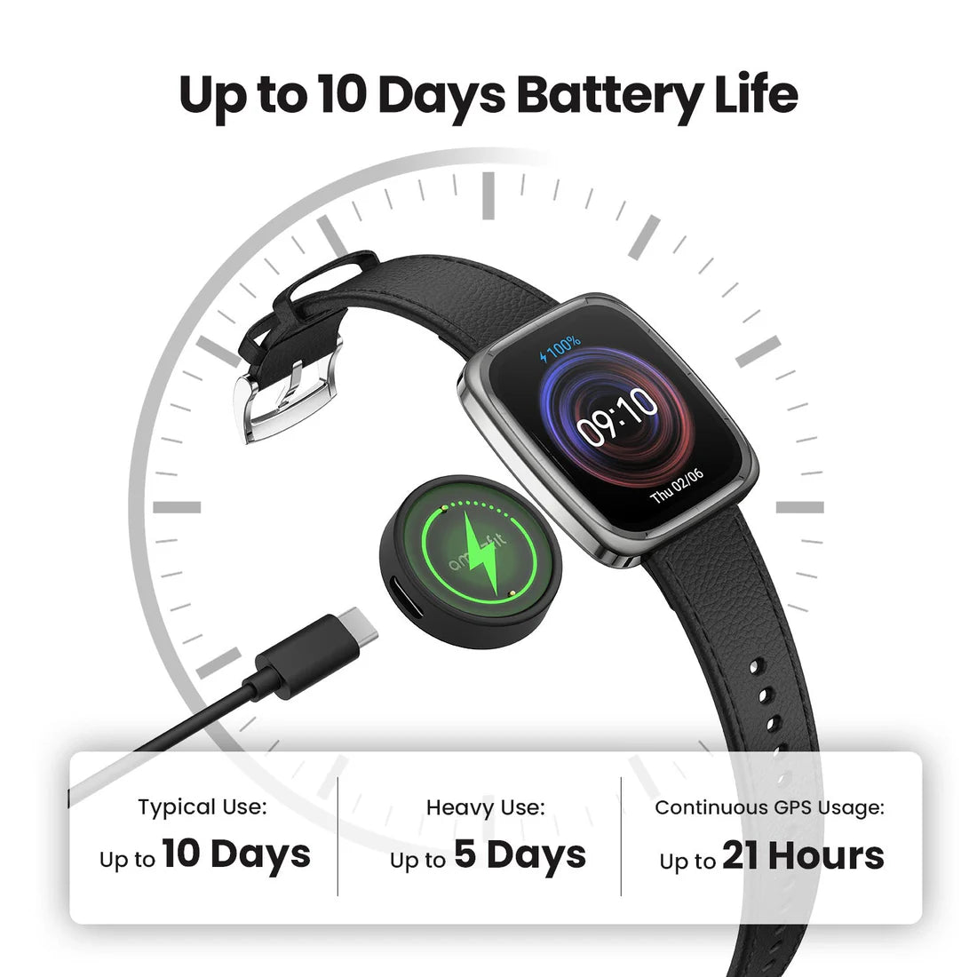 Amazfit Active 2 (Square) Smartwatch – Leather Strap | Sleek Design, AMOLED Display & Advanced Health Tracking