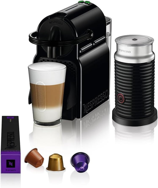 Nespresso Inissia Coffee Machine W/ Aeroccino 3 Milk Frother, D40BU-BK (700 ml)
