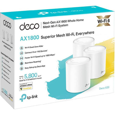 TP-Link Deco X20 – AX1800 Whole Home Mesh Wi-Fi 6 System (3-Pack)