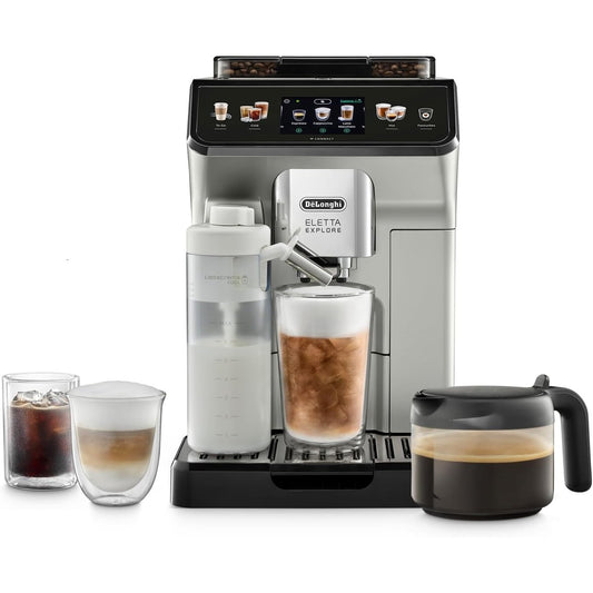 DE'LONGHI COLD BREW Coffee Machine ELETTA EXPLORE Fully Automatic Bean to Cup COLD BREW Coffee Machine,50+Functions & Coffee Recipes like Espresso, Americano, Cappuccino, Latte, Macchiato ECAM450.65.S