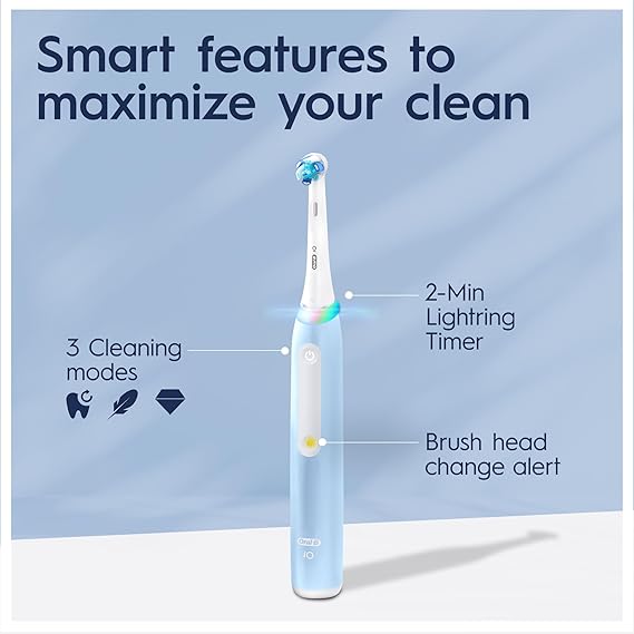 Oral-B iO3 Series 3 Rechargeable Electric Toothbrush, 3 Smart Modes. iO Technology, Artificial Intelligence, Optimal Pressure Control iOG3.1A6.0 - Blue