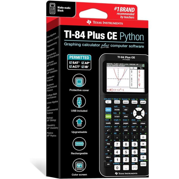 Texas Instruments TI-84 Plus CE Python Graphing Calculator – Black