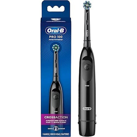 Oral-B Pro 100 CrossAction, Battery Powered Electric Toothbrush, Black