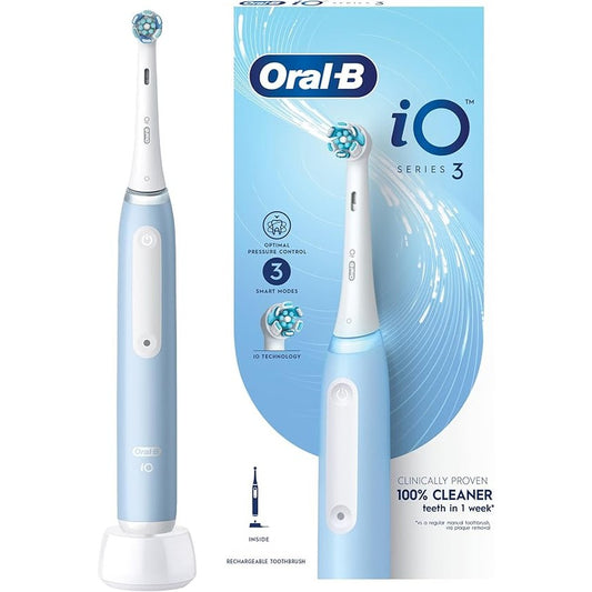 Oral-B iO3 Series 3 Rechargeable Electric Toothbrush, 3 Smart Modes. iO Technology, Artificial Intelligence, Optimal Pressure Control iOG3.1A6.0 - Blue