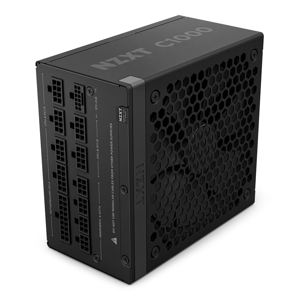 NZXT C1000 Gold ATX 3.1 (2024) - Fully Modular Low-Noise PC Gaming Power Supply - 1000 Watts - 80 Plus Gold - 12V-2x6 Connector - Zero Fan Mode - 100% Japanese Capacitors - Black - PA-0G2BB-UK