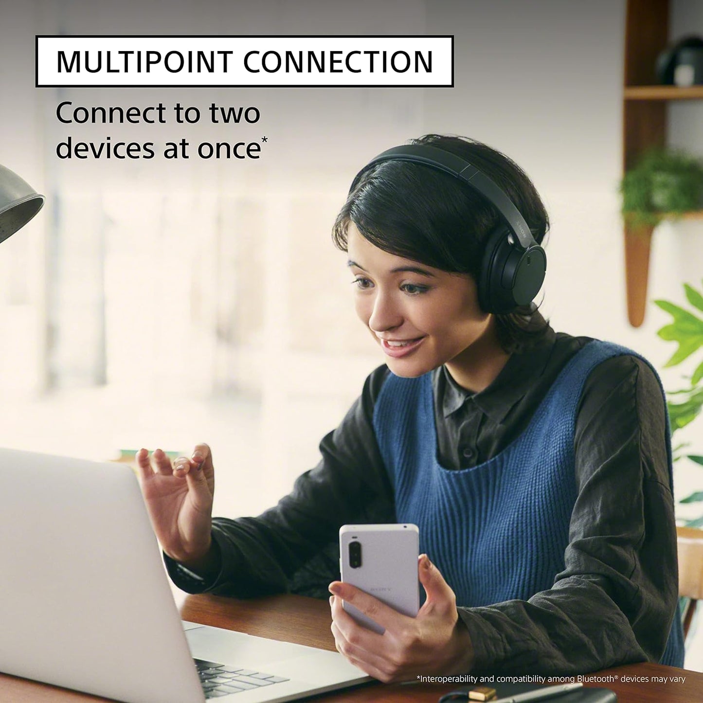 Sony WH-CH720N Wireless Noise Cancelling Headphones, 35 hours battery life, Clearer hands-free calling, Multipoint Connection, Black, UAE Model