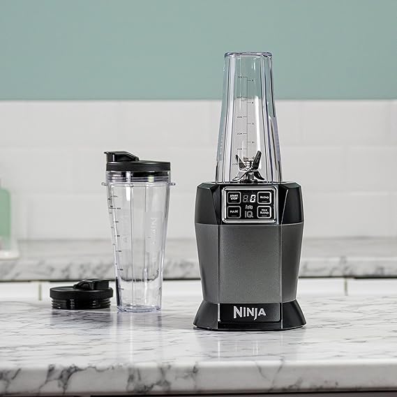 Ninja Blender with Auto-iQ [BN495UK] 1000 W, 2 x 700 ml Cups, Black/Silver