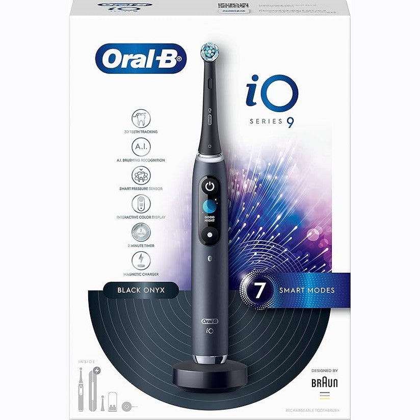 Oral-B iO9 Electric Rechargeable Toothbrush, 1 Black handle with revolutionary magnetic technology, Color Display, 7 Modes, 1 Premium Travel Case (UAE)