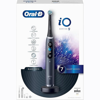 Oral-B iO9 Electric Rechargeable Toothbrush, 1 Black handle with revolutionary magnetic technology, Color Display, 7 Modes, 1 Premium Travel Case (UAE)