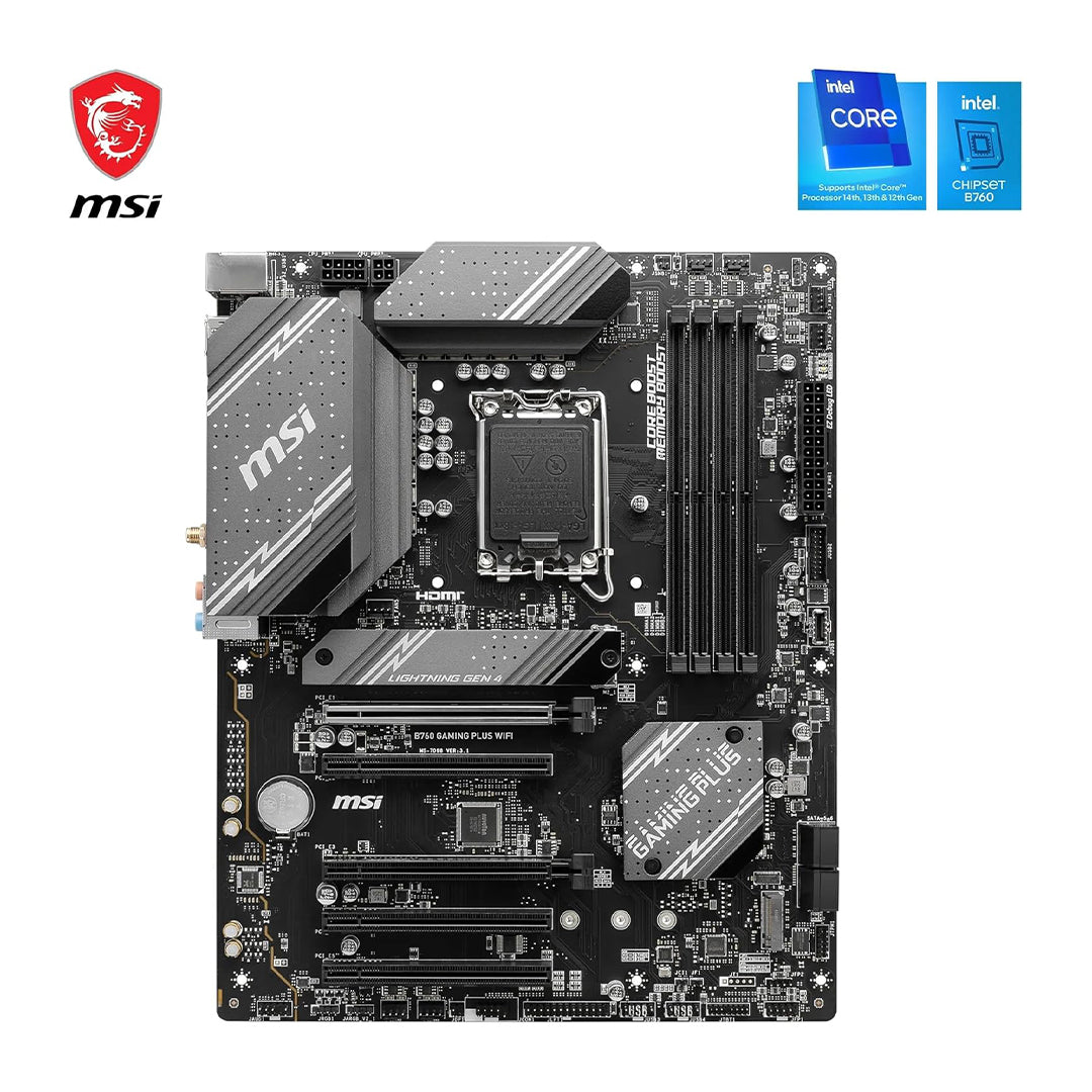 MSI B760 Gaming Plus WiFi Intel Motherboard – ATX, LGA1700, DDR5, PCIe 4.0, Wi-Fi 6 & High-Performance Gaming Support