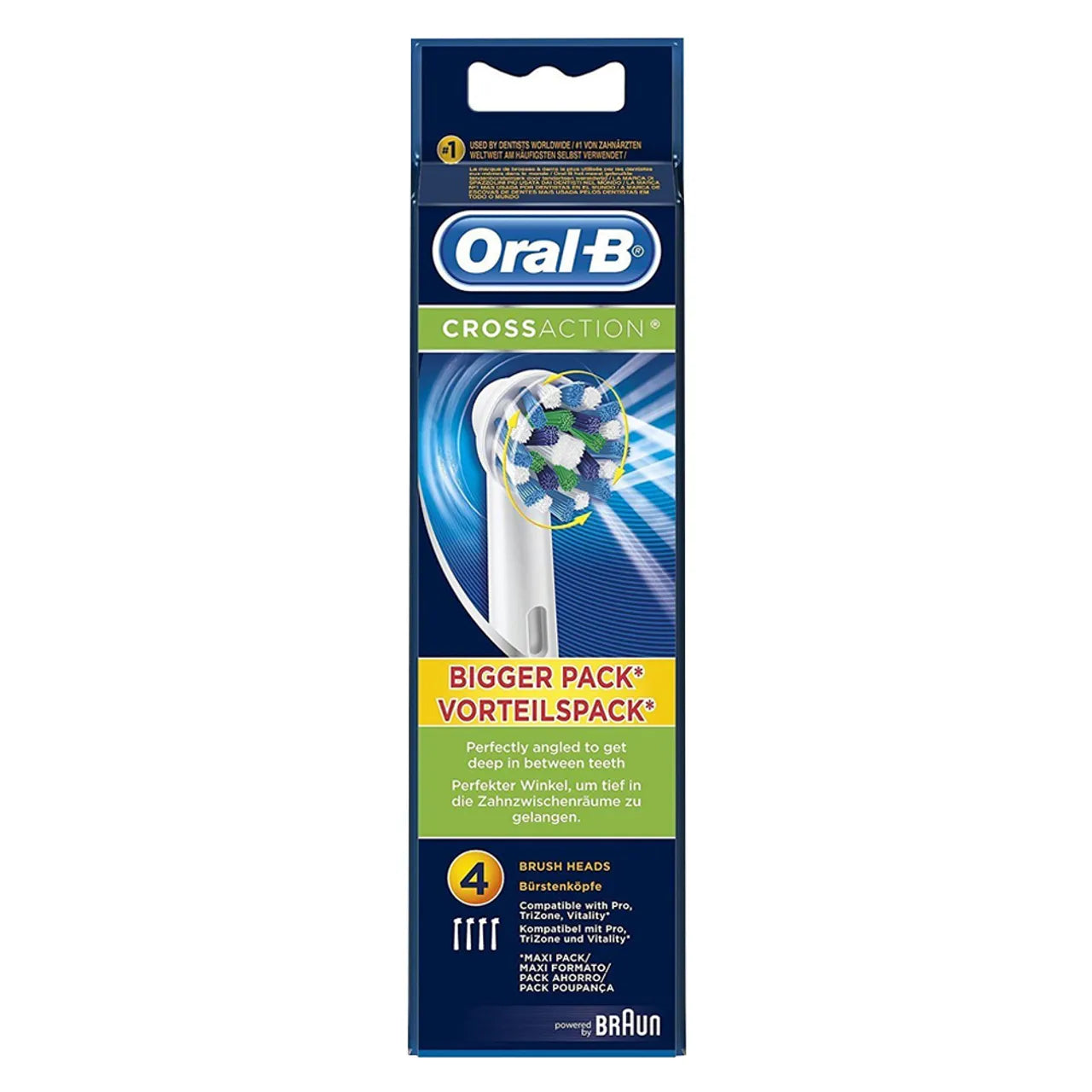 Oral-B Cross Action Brush Head Replacement – Pack of 4 | White