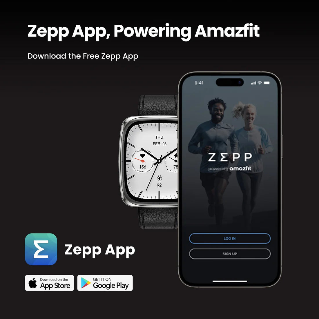 Amazfit Active 2 (Square) Smartwatch – Leather Strap | Sleek Design, AMOLED Display & Advanced Health Tracking