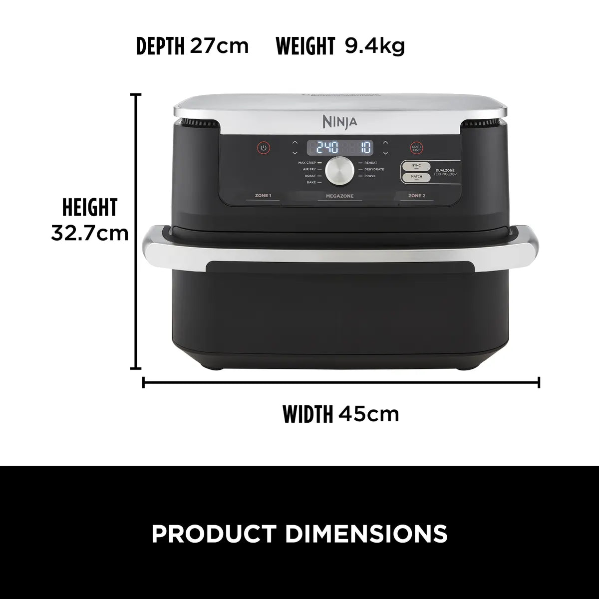 Ninja Foodi FlexDrawer MegaZone Air Fryer 10.4L AF500EU
