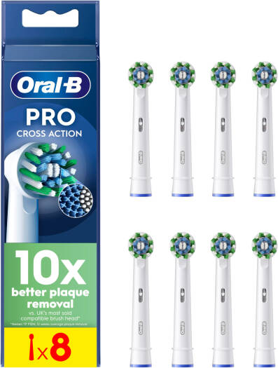 Oral-B Pro Cross Action Replacement Brush Heads – Pack of 8